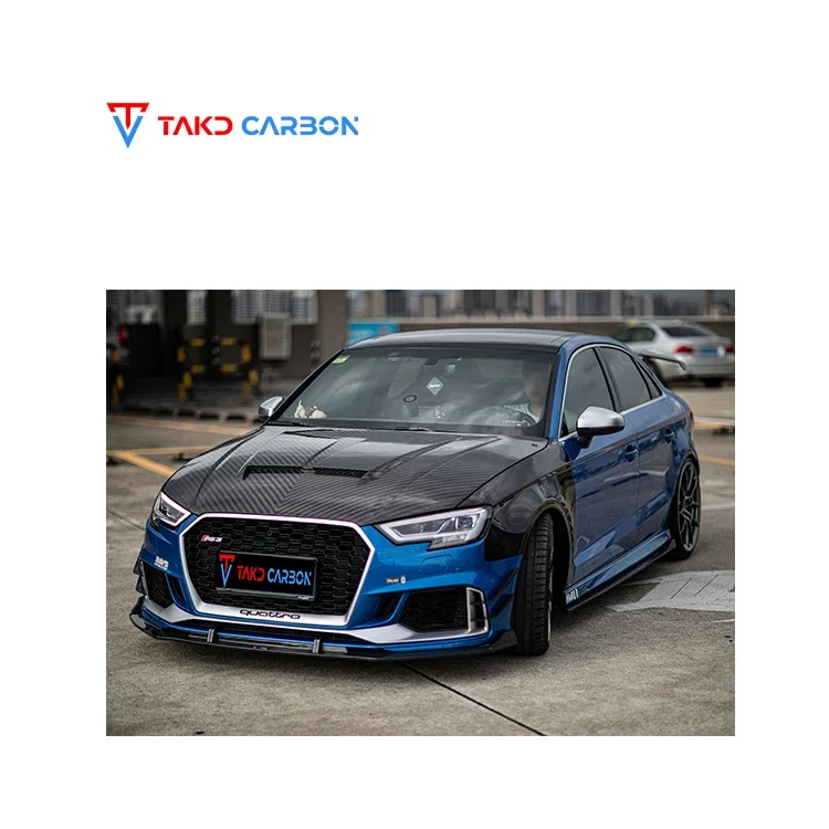 Carbon Brand Exterior Accessories universal rear spoilers Dry Carbon Fiber Front Bumper Lip For AUDI RS3 Sedan 2017-2019