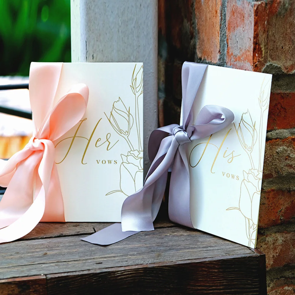 Luxury Wedding Vow Cards Specialty Paper Gold Stamping Stationery Supplies For Bridal Ceremony Marriage Memories Keepsake