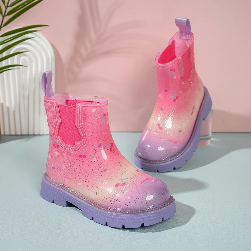 New Women's Color Fashion Rain Boots Four Seasons Wearable Water Shoes Outdoor Fashion Waterproof Mid-tube All-match Rain Boots