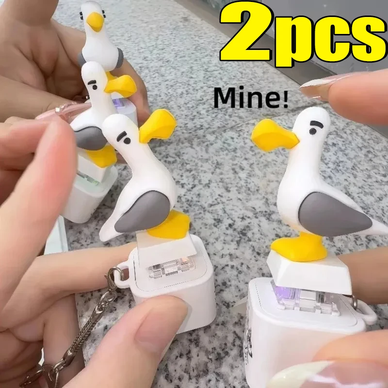 Battery Charging 2Type Seagull Click Button Keycap with Sound Effect Creative Cute Pendant Bag Keychain Stress-relief Toy