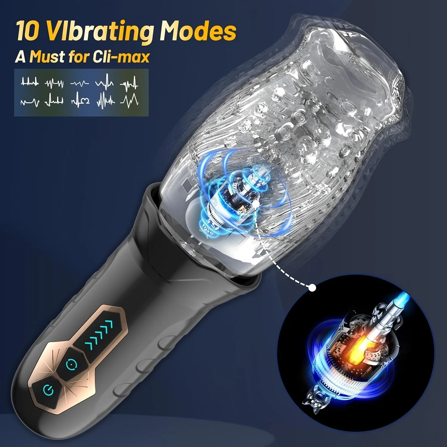 Masturbator Tornado Masturbator 10 Vibration 5 Rotation Transparant Sleeve Oral Sex Delay Endurance Masturbation Cup Sex Toys 18