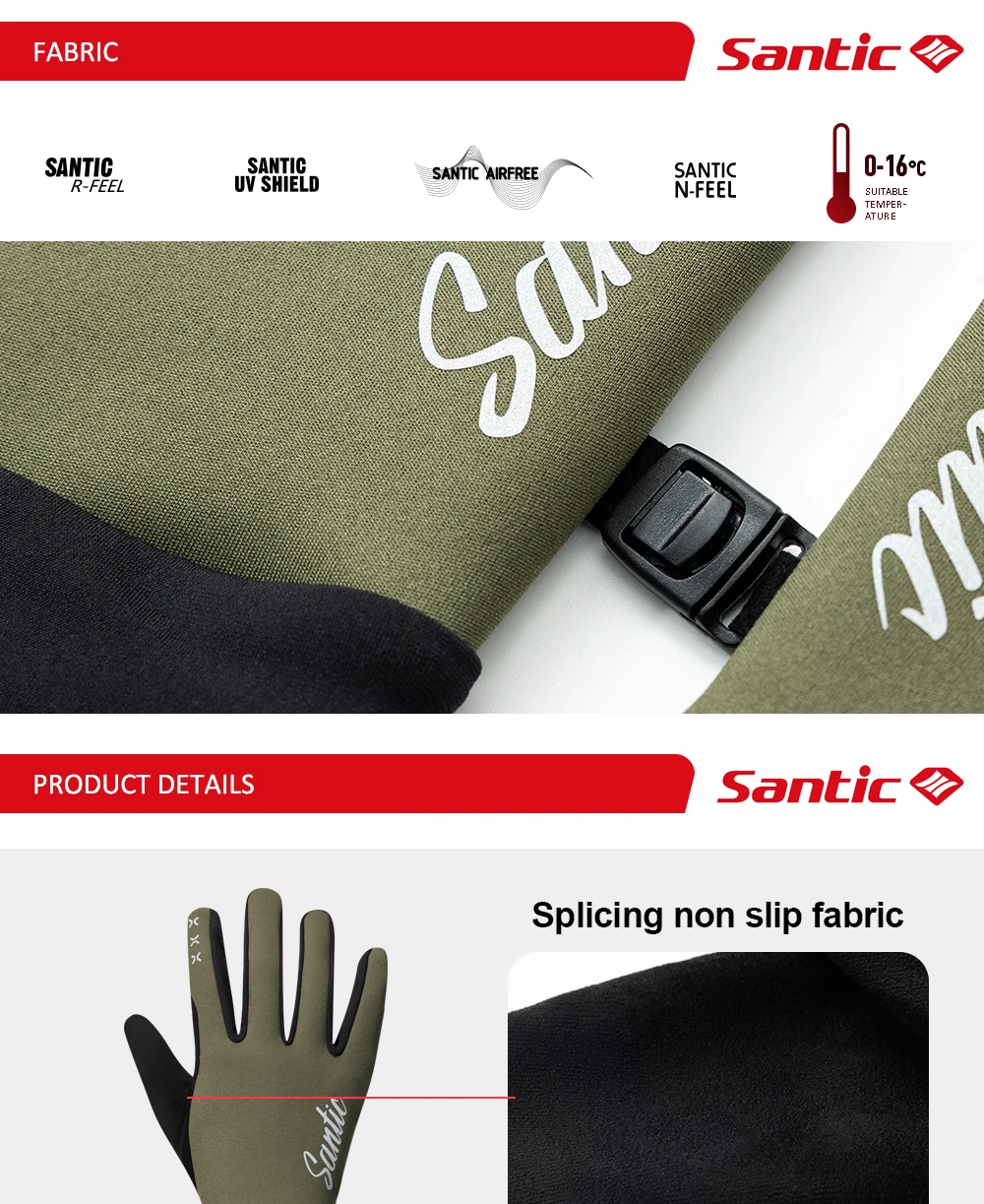 Santic Winter-Fahrradhandschuhe, universell, warm, winddicht, Touchscreen, Reiten, MTB, alle Finger, Rennräder, Sportausrüstung WZ24P206 – Detail 5