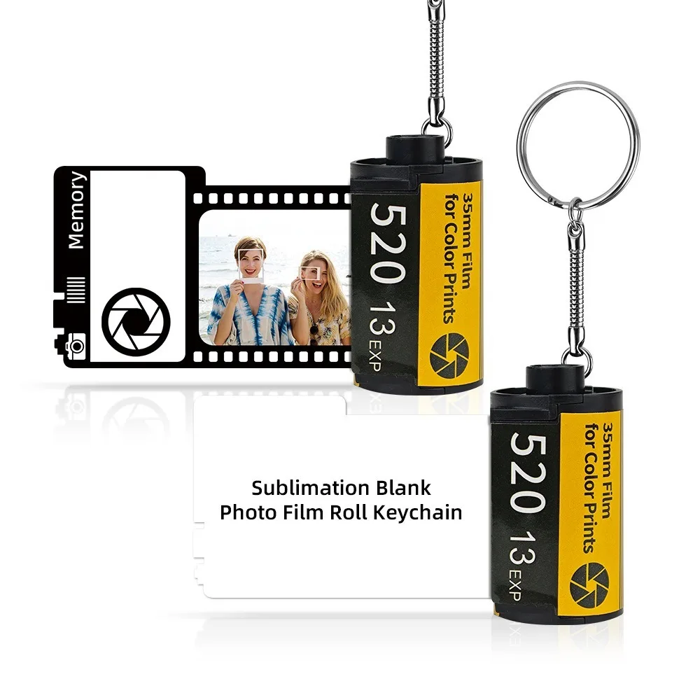 Dye Sublimation Heat Transfer Printing Keyring DIY Double Sides Blank Camera Film Keychain Record Life Creative