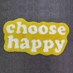 Choose Happy Letter Home Small Rug Flocked Soft Plushy Bathroom Area Non-Slip Floor Mat Rug Aesthetic Design Room Decoration Rug