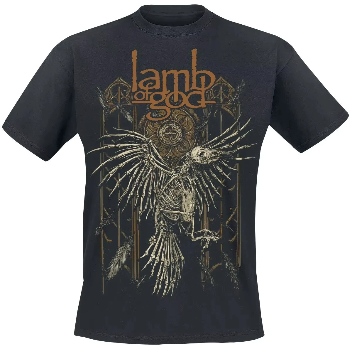 2026 New Lamb of God Metallic Logo Print Black Cotton T-shirt Men Women Metal Unisex Tee