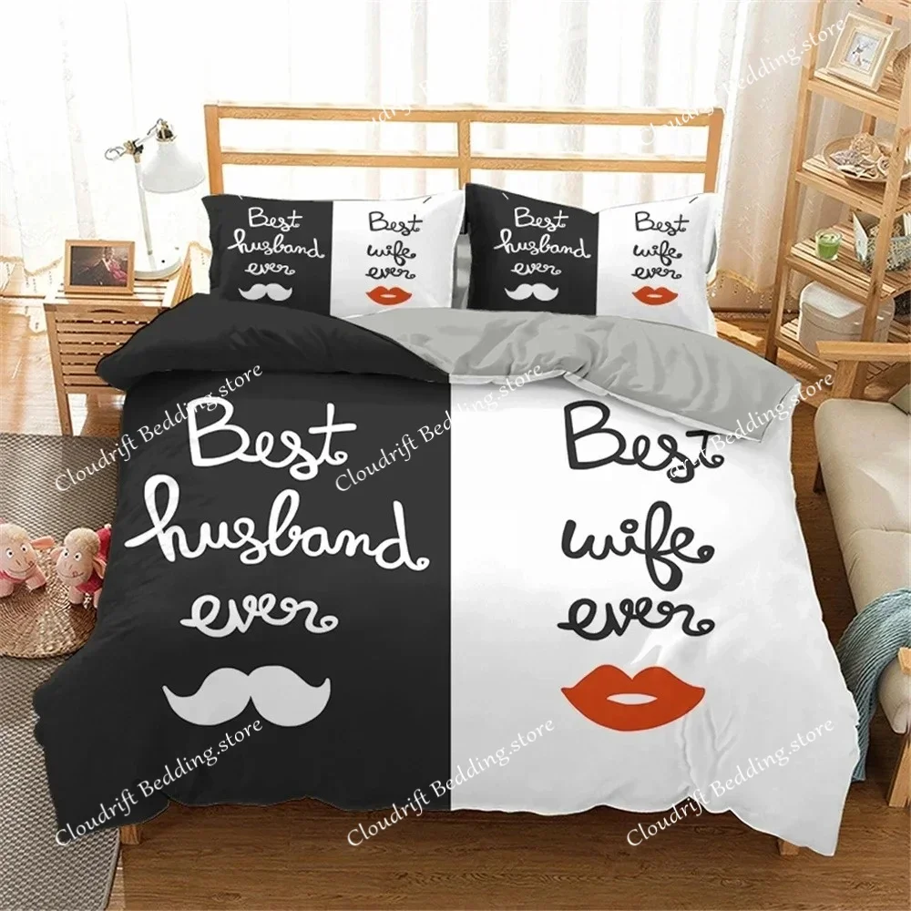 Couples Modern Black White Crown Bedding Set Duvet Cover Bed Cover Queen 220x240 260x240 For Double Bed 2 sp Adult Bedroom Set