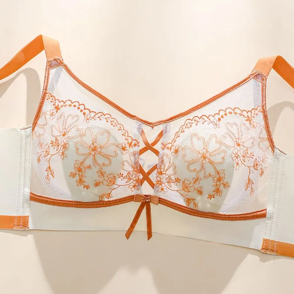 Big Cup Bowknot Lace Deep V Bra Mesh Thin Transparent Seamless Bras Women Lingerie Shockproof Push Up Underwear Women