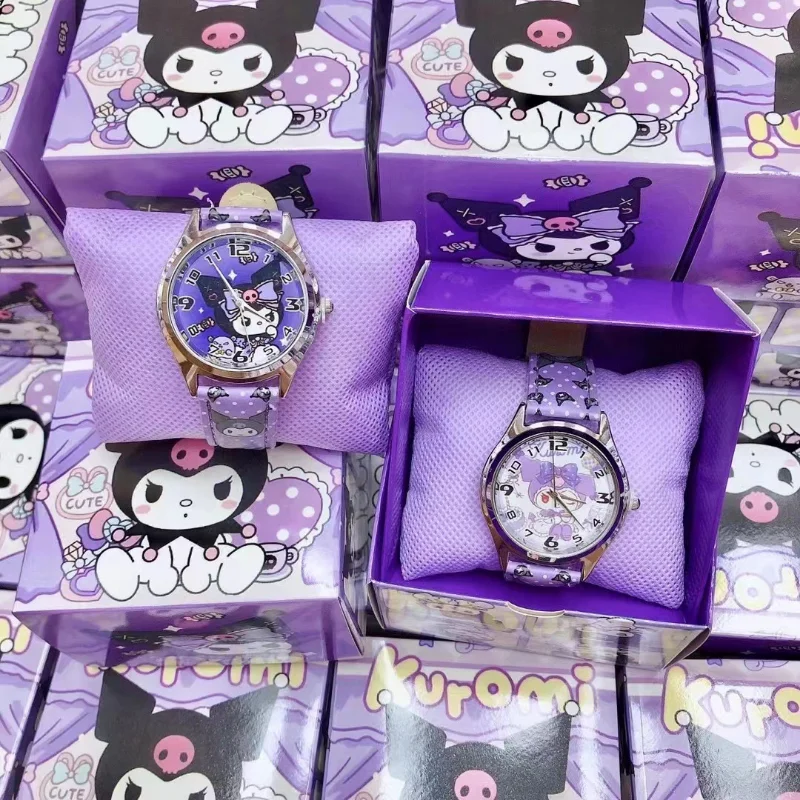 Anime HelloKitty Kuromi PU Leather Electronic Watch Cinnamoroll My Melody Pompompurin Watch Children's Birthday Christmas Gift