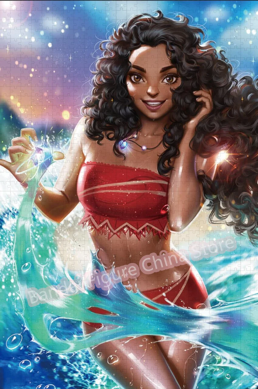 300/500/1000 Pieces Ocean Adventure Anime Jigsaw Puzzles Disney Princess Moana Cartoon Puzzle Decompression Interactive Toys