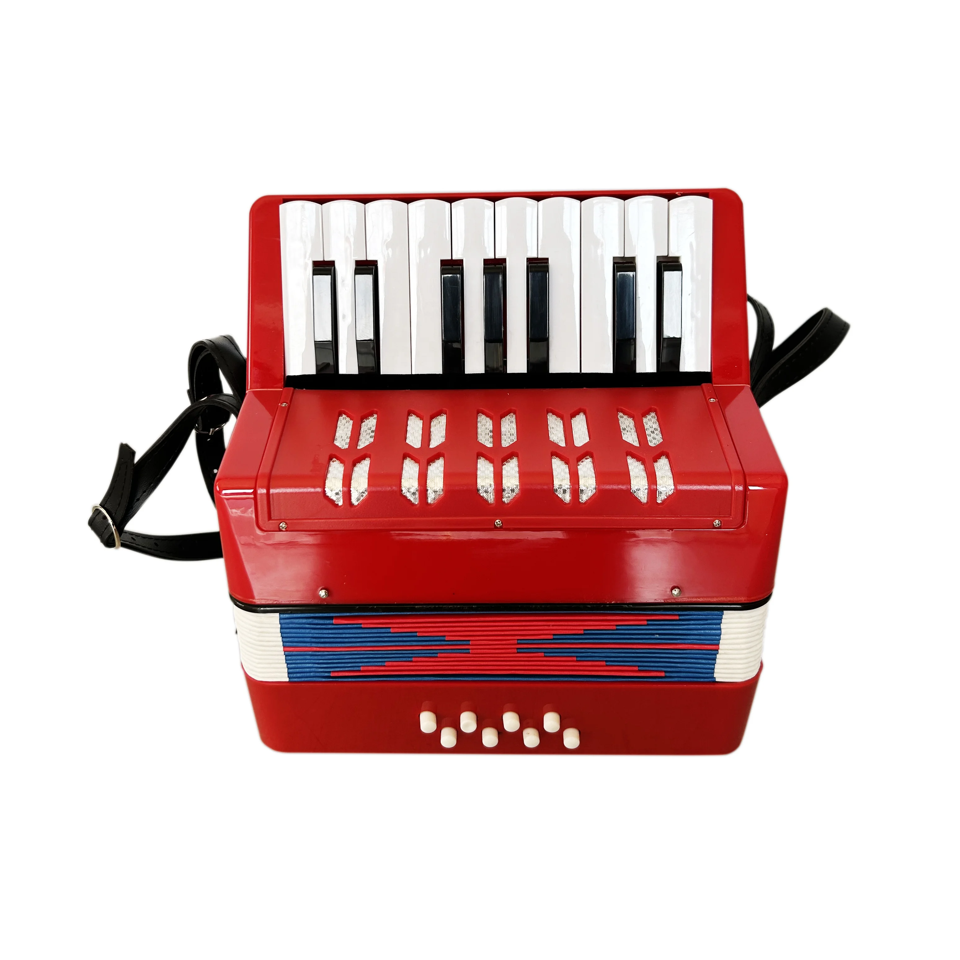 Mini 17-Keys Wood Accordion Red Chromatic Button 8 Bass Diatonic JP1708 Model Instrument For Children