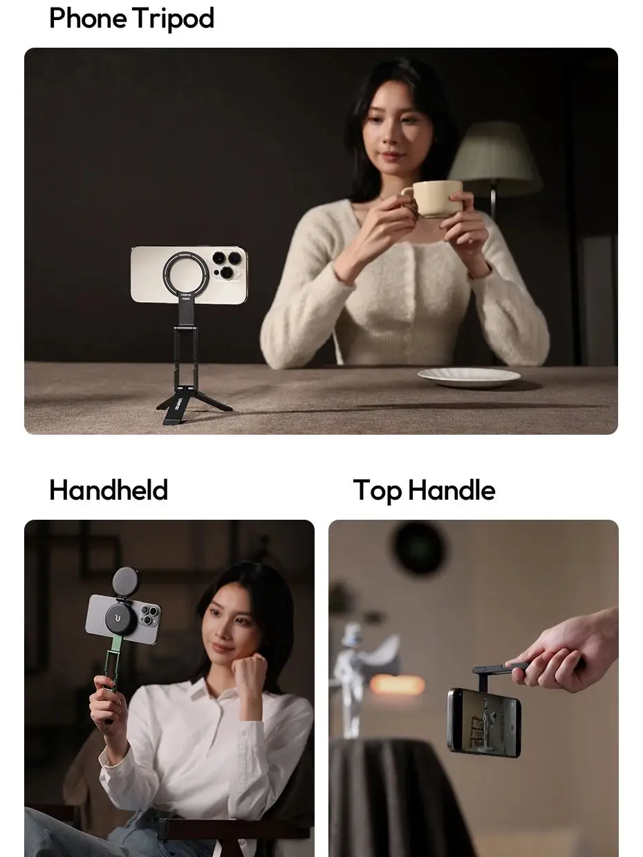 Ulanzi MA60 Składany Statyw Telefonowy Magsafe do iPhone'a, Dwustronny Magnetyczny Regulowany Uchwyt na Telefon do Vlogów i Transmisji na Żywo — zdjęcie produktu 7