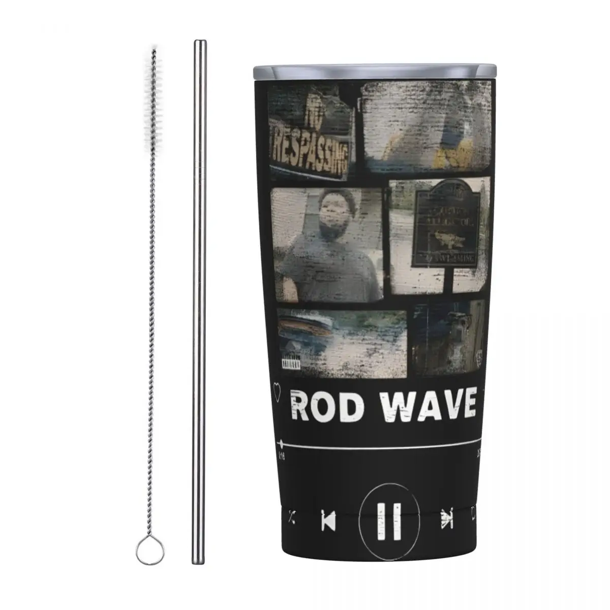 Rod Wave Rapper Tumbler Vacuum Insulated Hip Hop Tour Coffee Cups Vacuum Flask Car Mug Hot Cold Drink 20oz