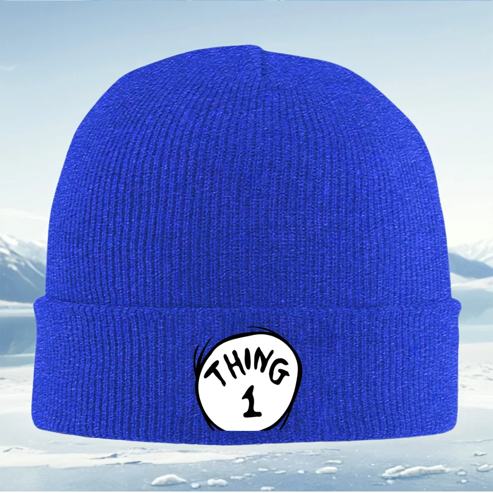 شيء 1 تصميم أسود أبيض للرجال والنساء للجنسين قبعة محبوكة قبعة صوفية قبعة شتوية حرارية دافئة لعيد الميلاد وركوب الدراجات في الهواء الطلق والمشي لمسافات طويلة