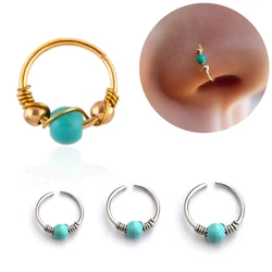 3pcs Beads Captive Nose Rings Septum Piercing Hoop Earrings Lip Ring Ear Cartilage Tragus Helix Circular Body Jewelry