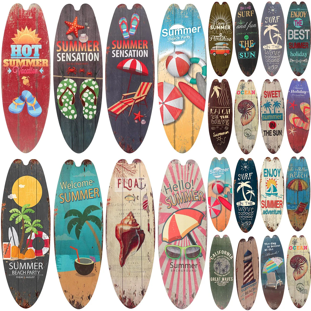 Surfboard Wall Hanging Wooden Sign Beach Decor Summer Themed Tropical Bar Wall Decor Welcome to Paradise Door Sign for Home Room