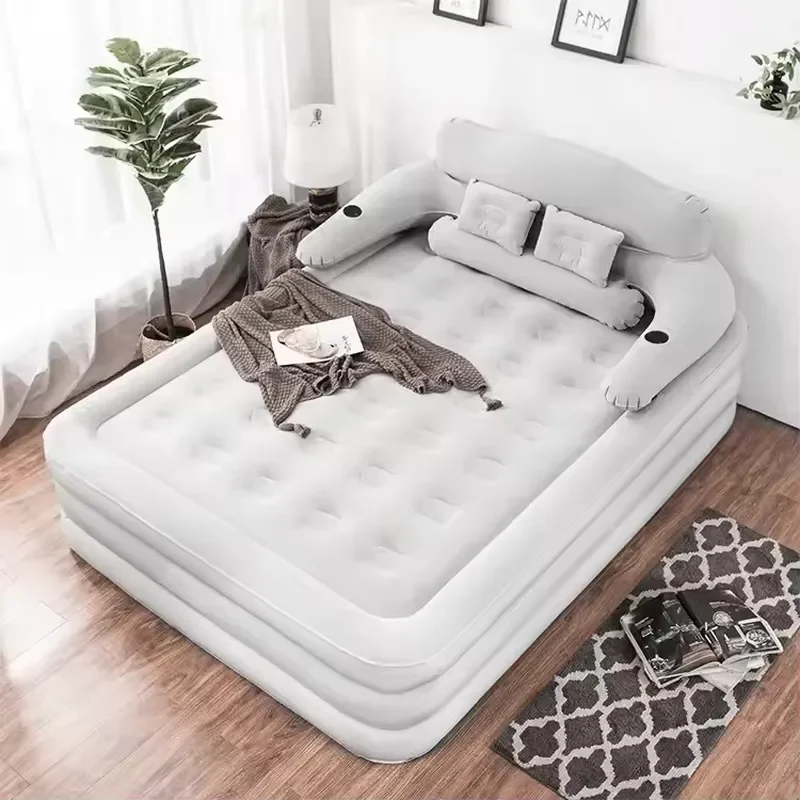 JH Wholesale Custom Auto Inflate Deflate King Size Thickened Foldable Inflatable Mattress with Built-in Pump for Home Camping