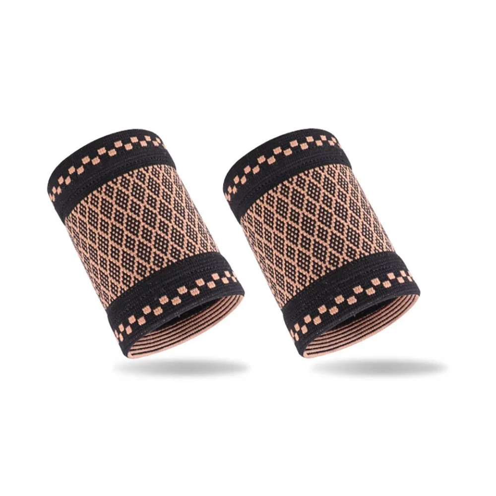 1 Pair Sweat-Absorbent Wrist Compression Brace Knitted Nylon Copper Fiber Fiber Wrist Support Breathable Elastic Soft Wrist Wrap