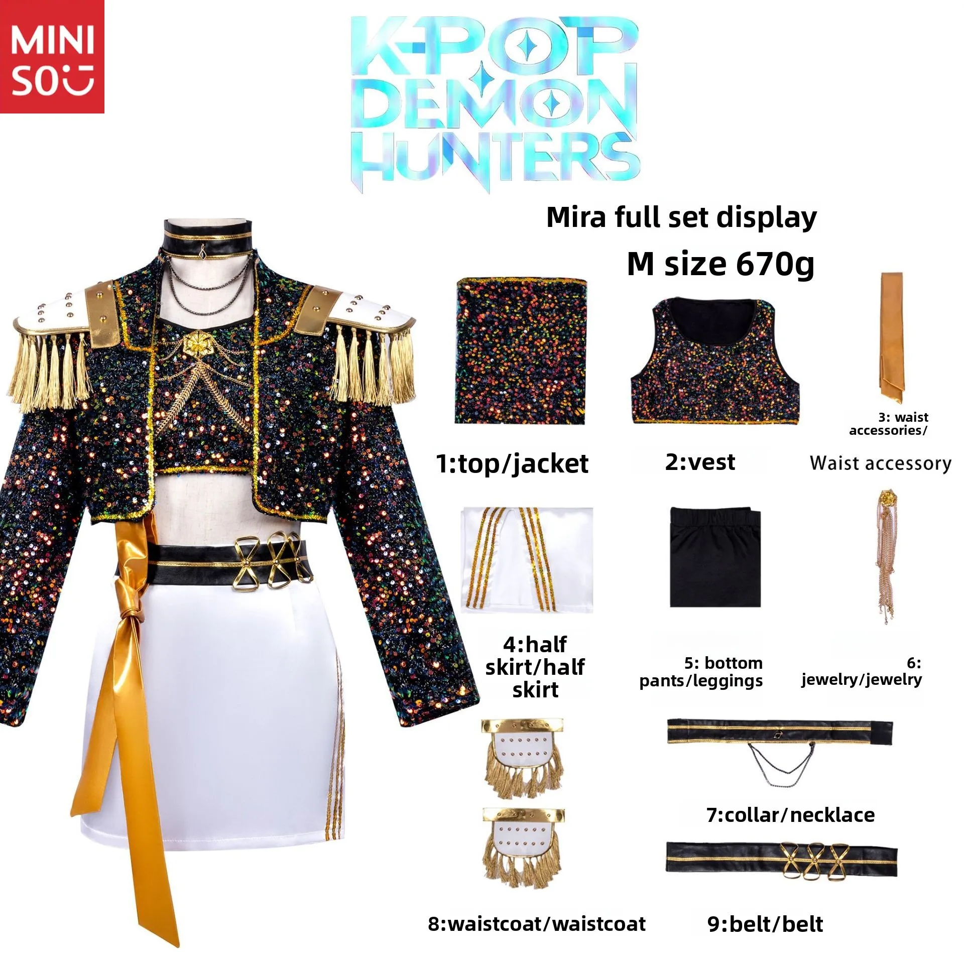 Kostum Cosplay Miniso K/DA Pop Star Akali, Set Lengkap Pakaian League of Legends K-POP untuk Wanita