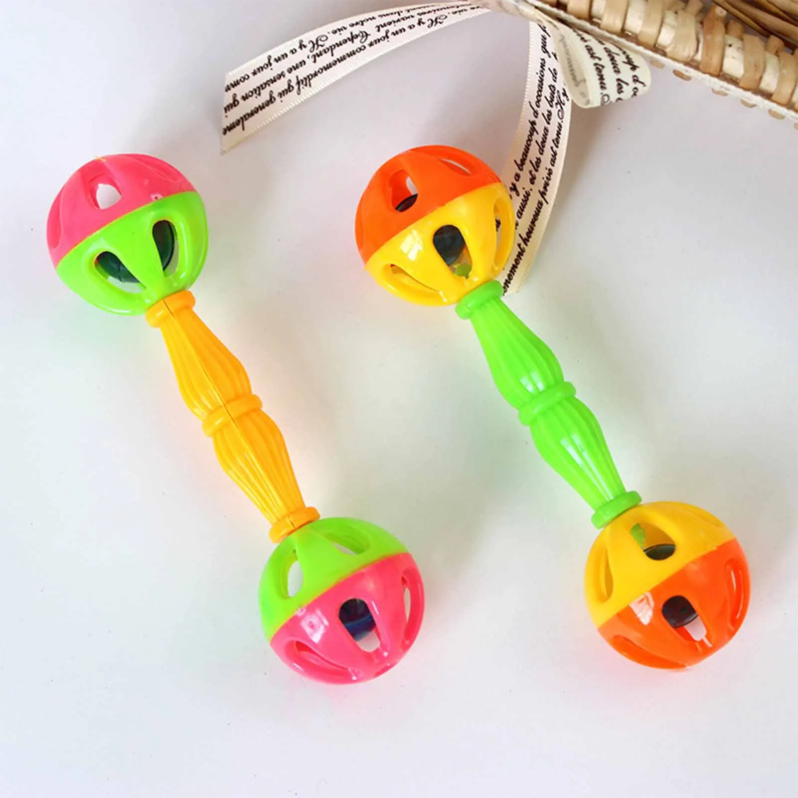 Double-Head Bell Ball Rattle Infant Early Educational and Puzzle Toys for 0-3 Months