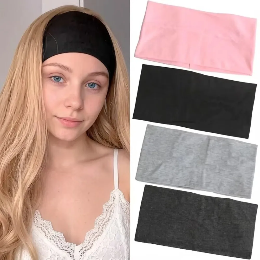 Girl Cotton Wide Headband Wash Face Soft Fabric Sports Headband Solid Color Knitted Headband Yoga