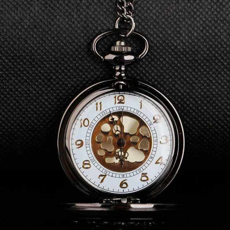 골드 할로우 꽃 검은 석영 주머니 시계 고품질 중립 목걸이 타이밍 펜던트 남성과 여성의 주머니 시계 Renoj