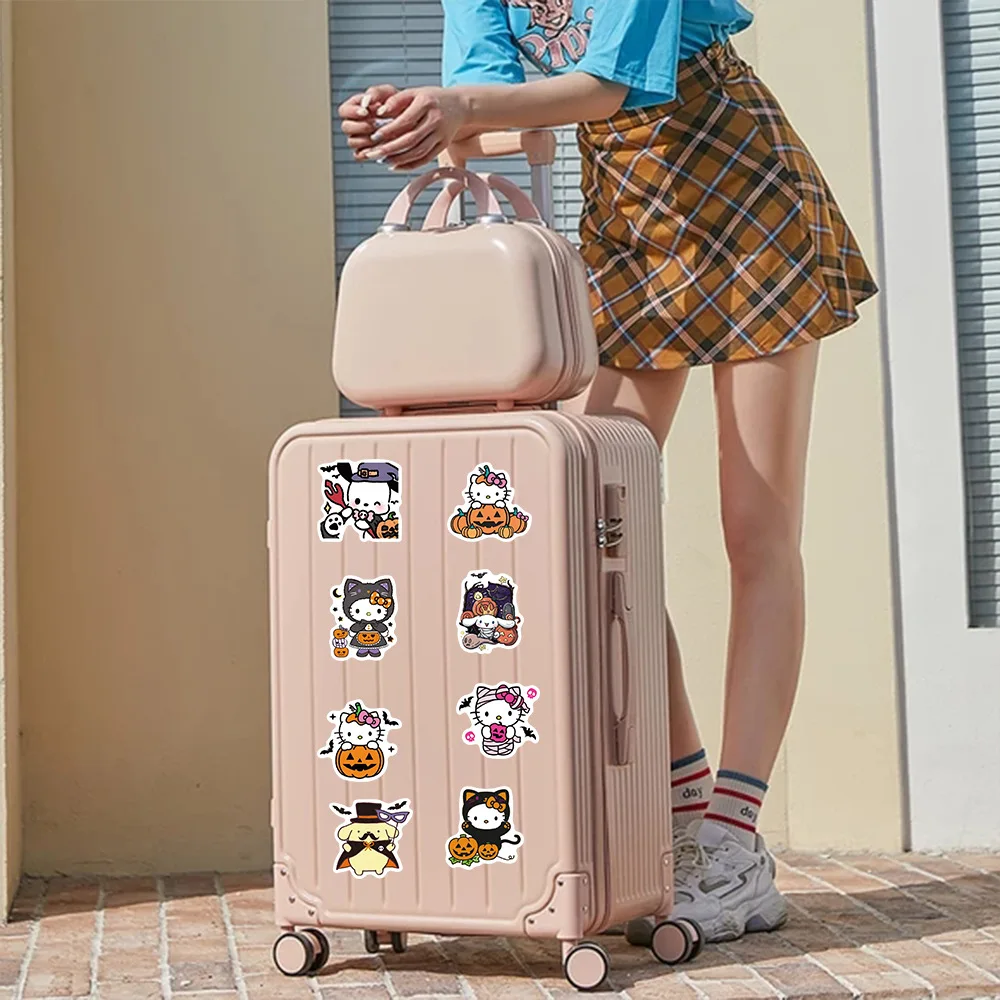 52Pcs Halloween Stickers Black Rice Anime Stickers Children's Rewards Guitar Mobile Phone Notebook Stickers Children's Toys