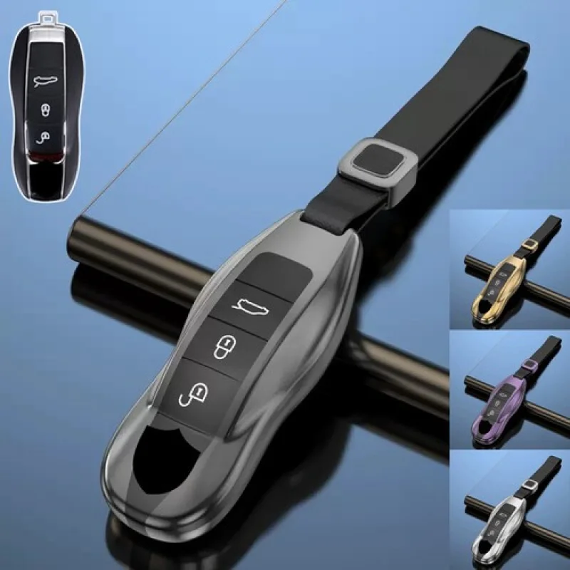 

A+ Aluminum Alloy Silicone Car Key Case Cover For Porsche Cayman Macan 911 Panamera