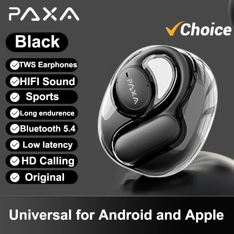 

PAXA OpenAir5 Wireless Bluetooth 5.4 Earphones Hi-Fi stereo touch Earbuds Sports Game Music LED Power Display OWS Headphones Mic