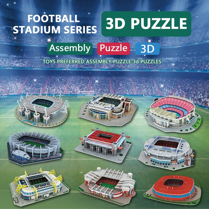 Creative DIY 3D Paper Puzzle Football Field Stadium Assembled Model Educational Toys Jigsaw Puzzle For Kids Fans Gifts