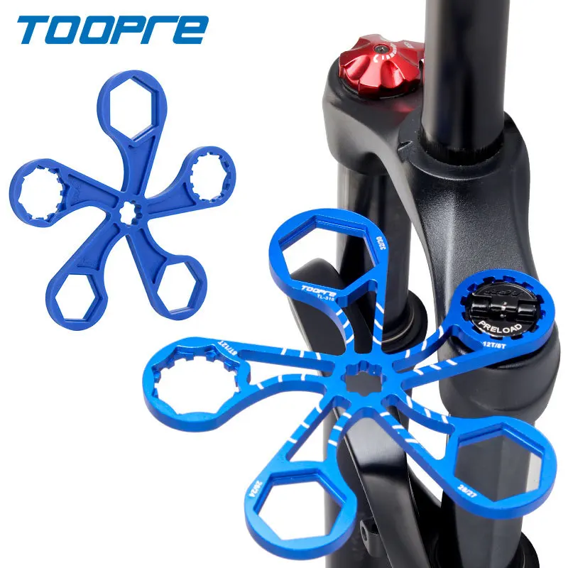 

TOOPRE Bike Fork Cap Wrench Multifunctional Installation Tools MTB Bike Suspension Fork Cap Spanner Bicycle Wrench Repair Tool