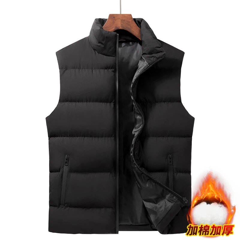 

Winter Casual Vest Jacket Men Fashion Thick Black Waistcoat Men Clothing Sleeveless Jackets Autumn Solid Color Warm Vests