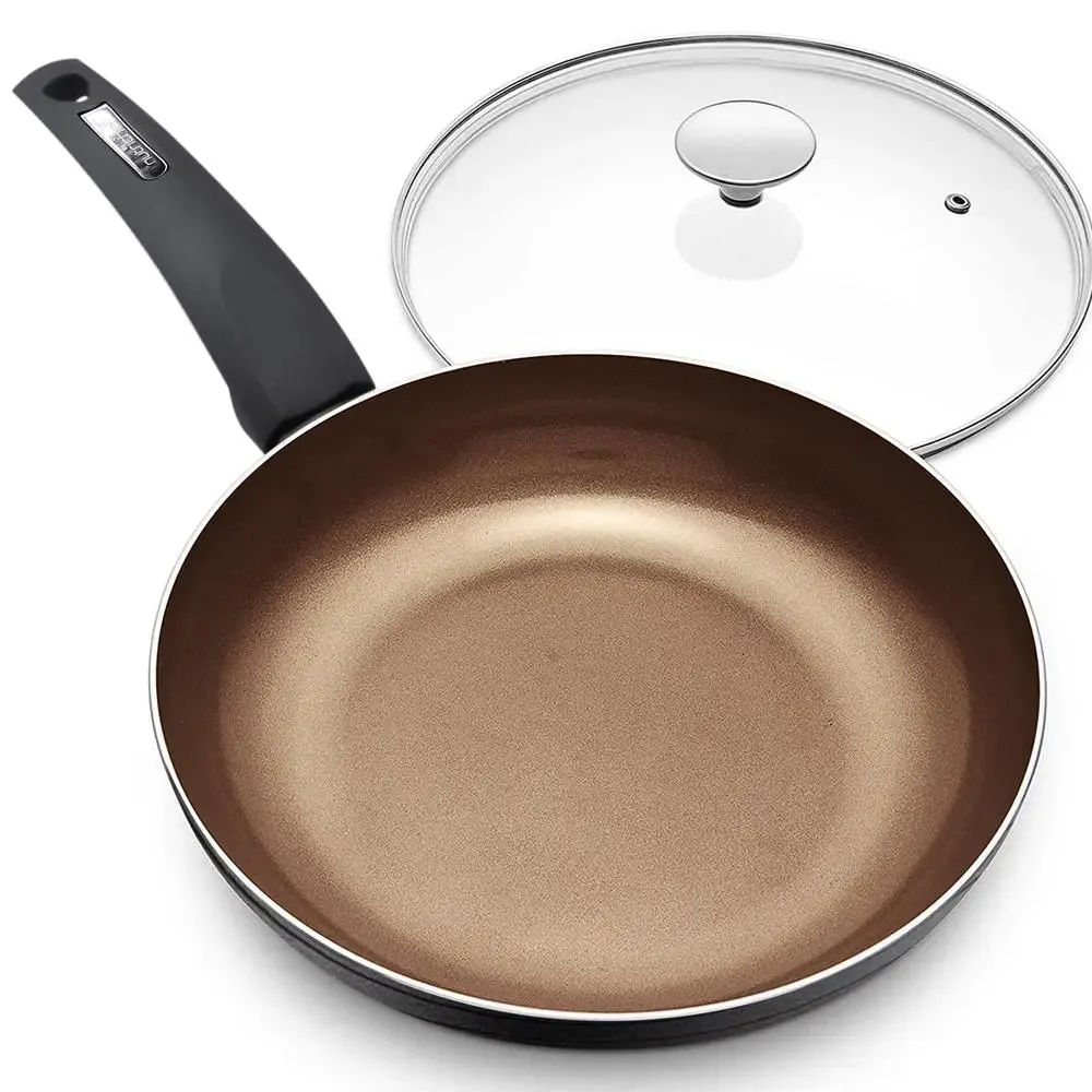 

Compact 8-Inch Nonstick Fry Pan with Modern Metallic Ridge Design