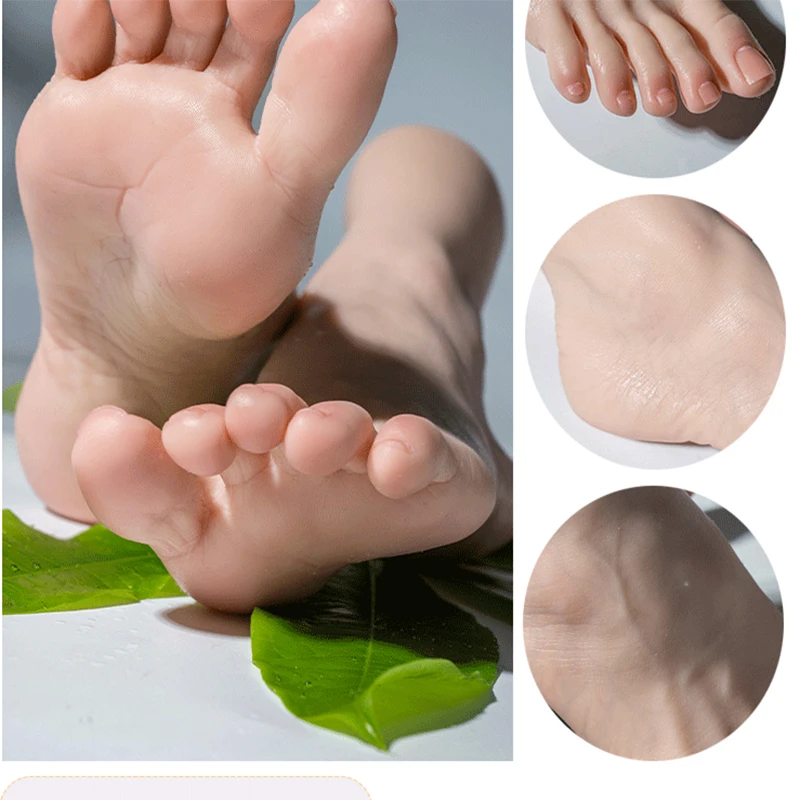 

Female Foot Model Liquid Silicone 1:1 Real Life Size Simulated Feet Fetish Sexy Bare Toes Fake Nail Art Shoes Display
