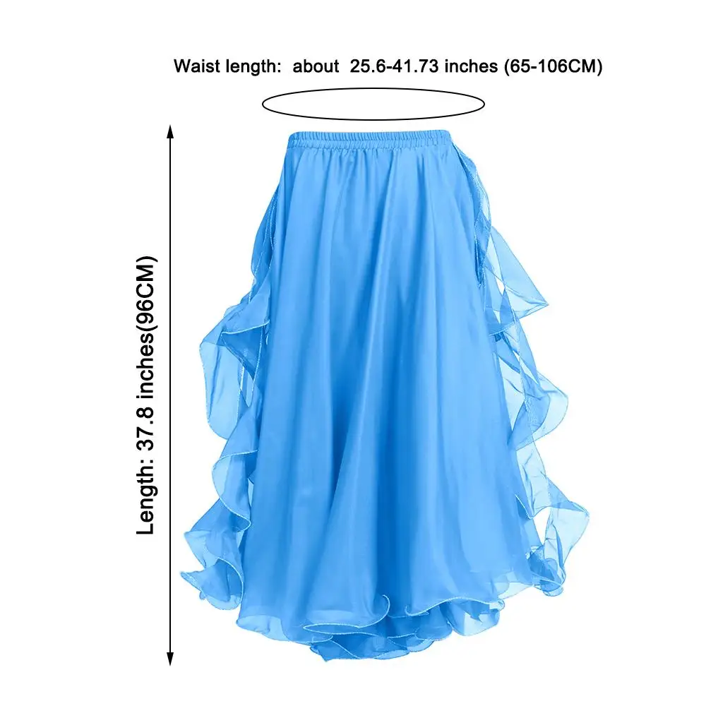 تنورة نسائية لامعة للشمس، تنورة إسبانية، أزياء عرض تنورة الرقص، تنورة الرقص الشرقي #5