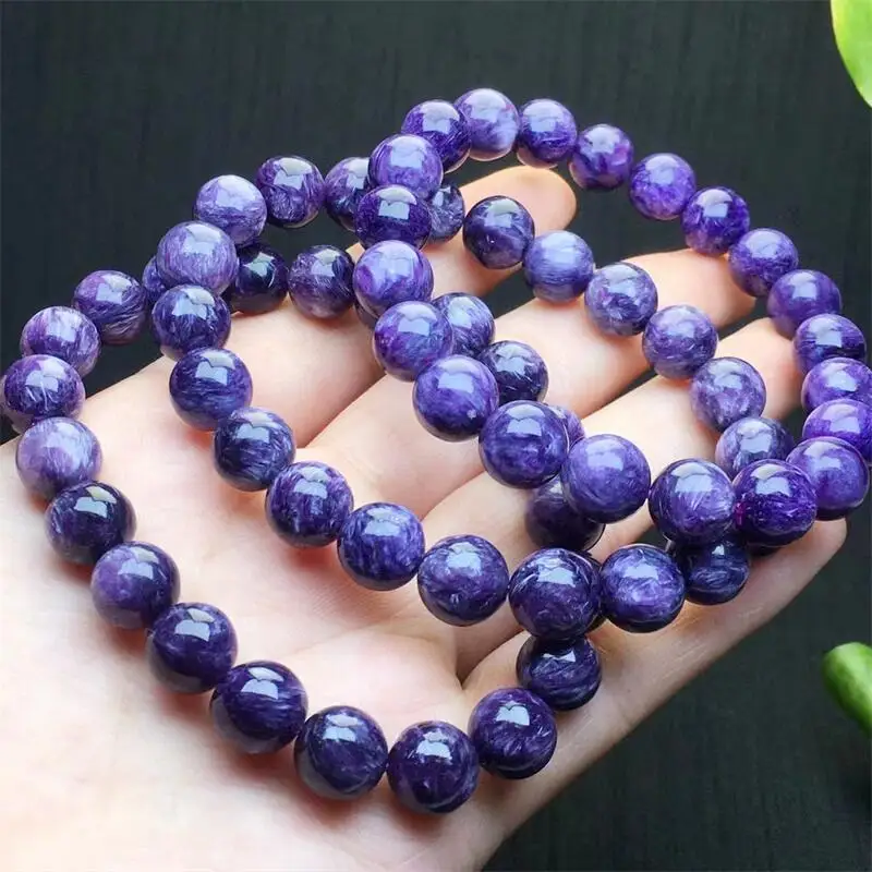 10MM Natural Charoite Bracelet Fashion Crystal Quartz Gemstone Jewelry Reiki Healing Gift For Women 1pcs