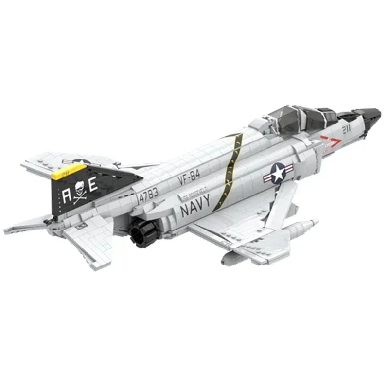 Moc tijolos de construção modelo militar F-4 phantom lutador-bombardeiro tecnologia blocos modulares presentes brinquedos de natal conjuntos diy montagem