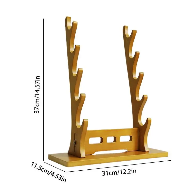 Wooden Flute Holder 5-Tier Scabbard Rack Elegant Tabletop Holder Collection Display Rack For Scabbard And Flute