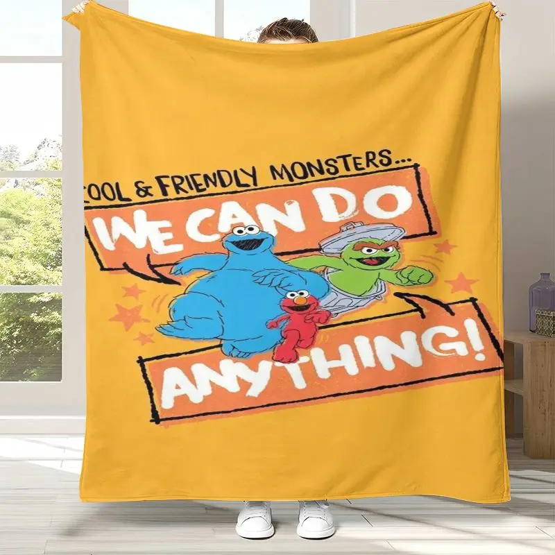 3D Vintage S-Sesame Street Elmo Cookie Monster Soft Flannel Throw Blanket,Cozy Warm Blanket for Bed,Sofa,Living Room,Picnic,Kid