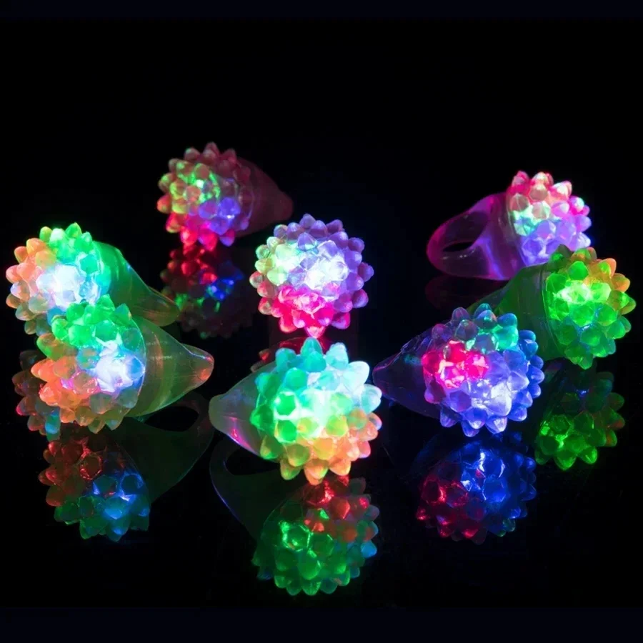 Glowing Rings LED Colorful Light Strawberry Ring Luminous Rings Party Favor Light-Up Toys Glow in The Dark Glow Party Supplies