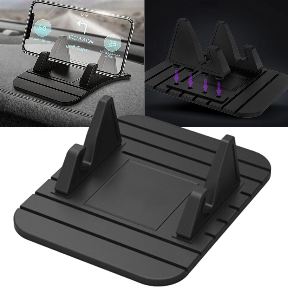 

1pc Auto Dashboard Anti-slip Mat Rubber Mount Holders Pad Stand For Mobile Phones GPS Black Silicone Car Brackets Accessories