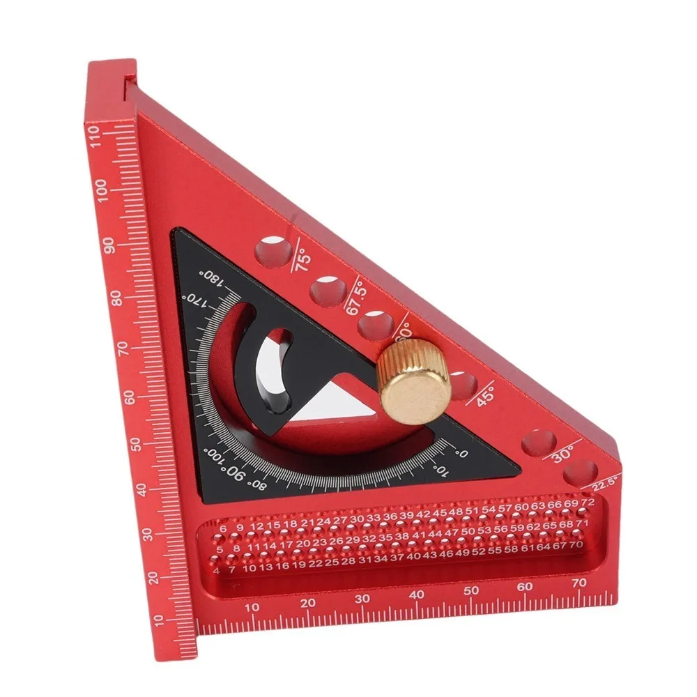 Precision Aluminum Alloy Multi Angle Ruler Red and Gray Precision Hole Scribing Carpenter Square Drawing Line Ruler Engineering