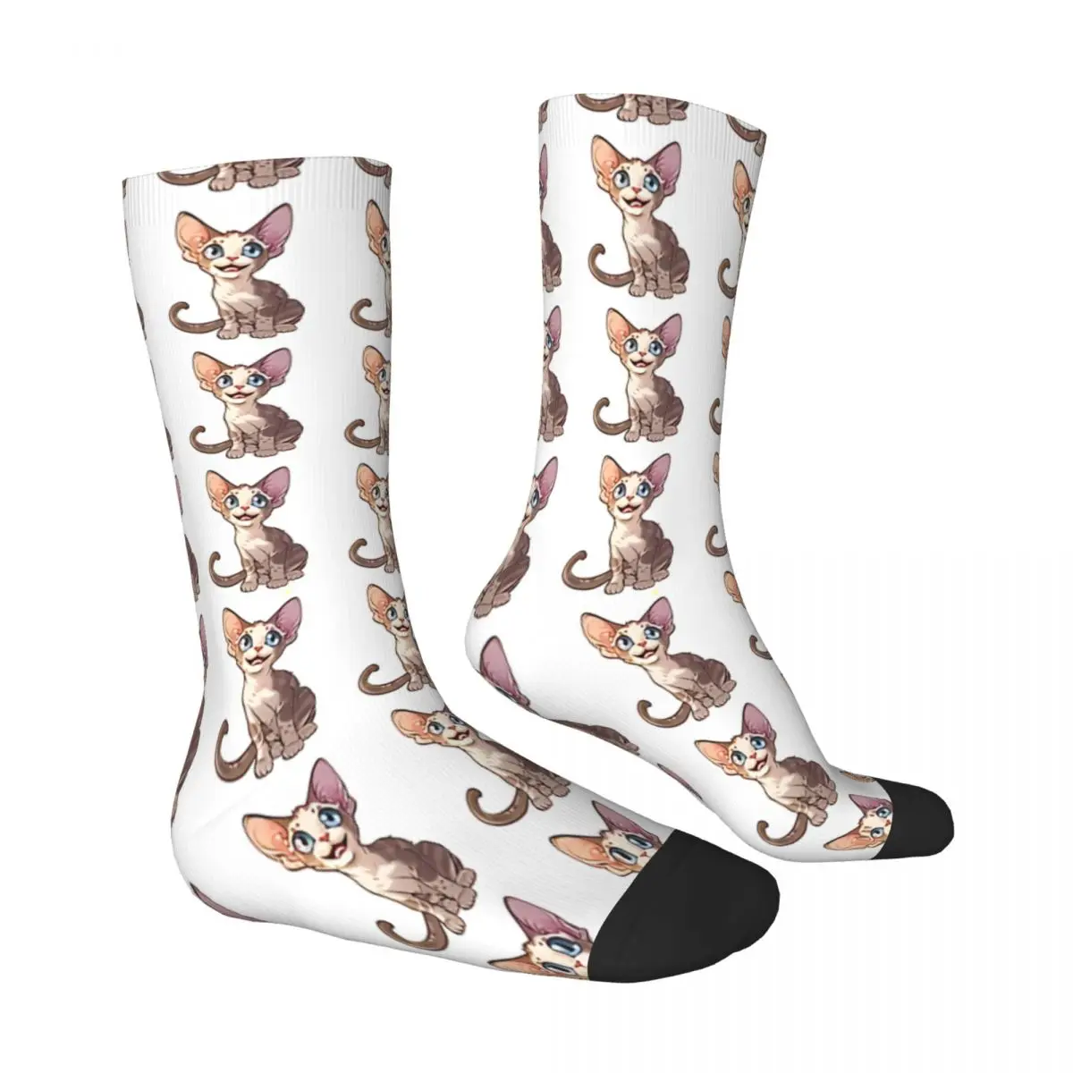 Kawaii Famous Cat Devon Rex Socks Male Mens Women Autumn Stockings Printed