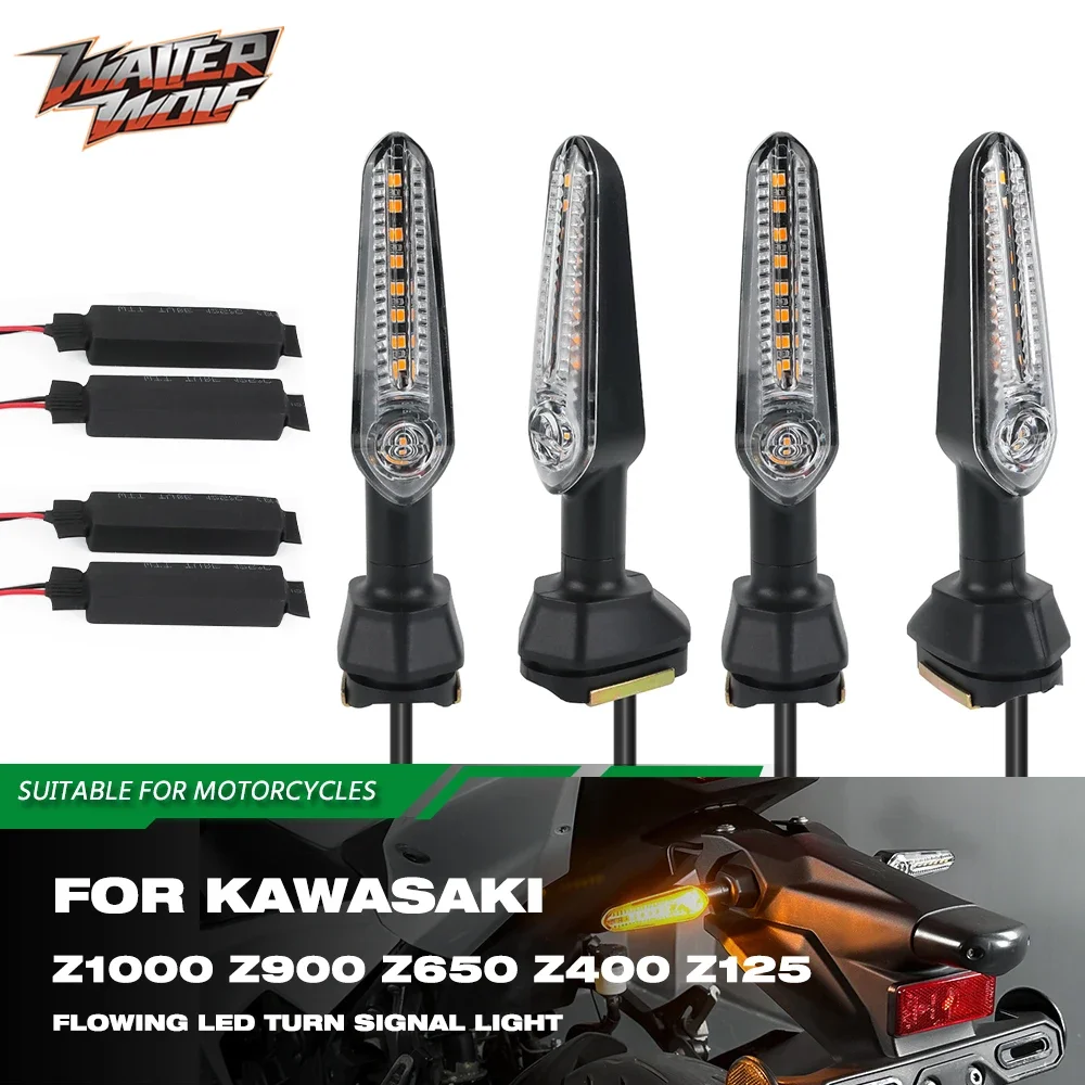 Z1000 LED Flowing Turn Signal Light Flashing Indicator For Kawasaki Z125 Z400 Z650 Z900 Versys-X 300 2017-2022 ZR 900 1000 ER650