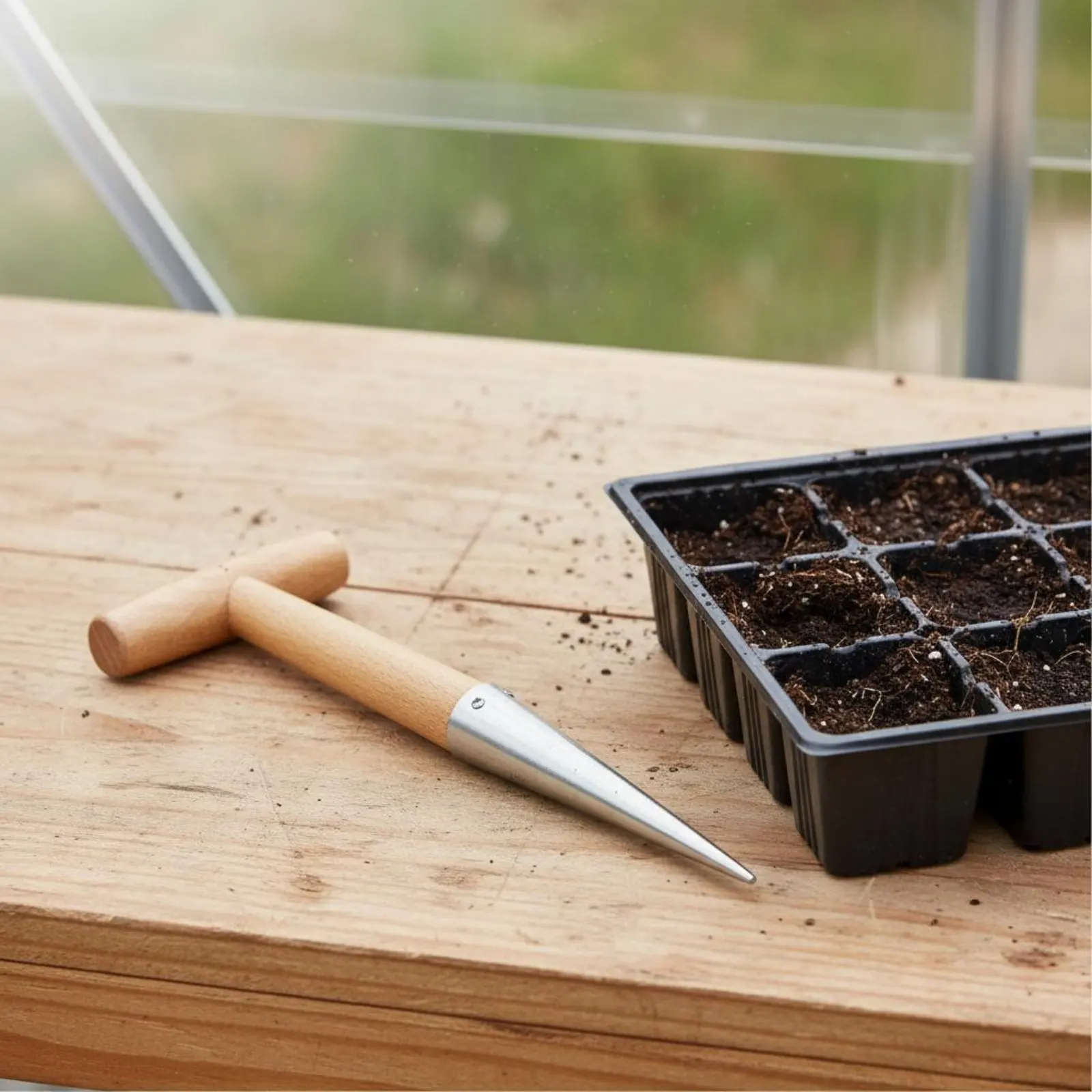 Soil Hole Puncher Easy to Use Garden Dibber Young Plant Dibbler Long-Lasting Young Plant Hole Digger Ergonomic Design