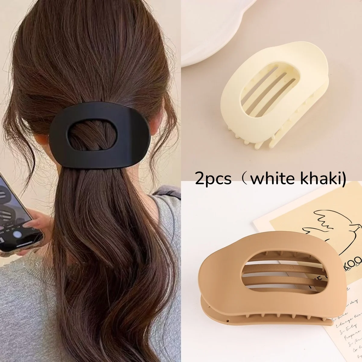 2 flache elliptische Haarspangen, Entenschnabel-Clips mit starkem Griff, einfaches Haar-Accessoire für Hochsteckfrisuren auf der Rückseite des – Detail 3