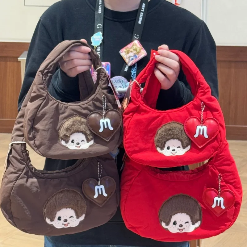 Sac à main mignon de la série Monchhichi, sac de rangement portable pour petits objets, sac à bandoulière pour femme, cadeau