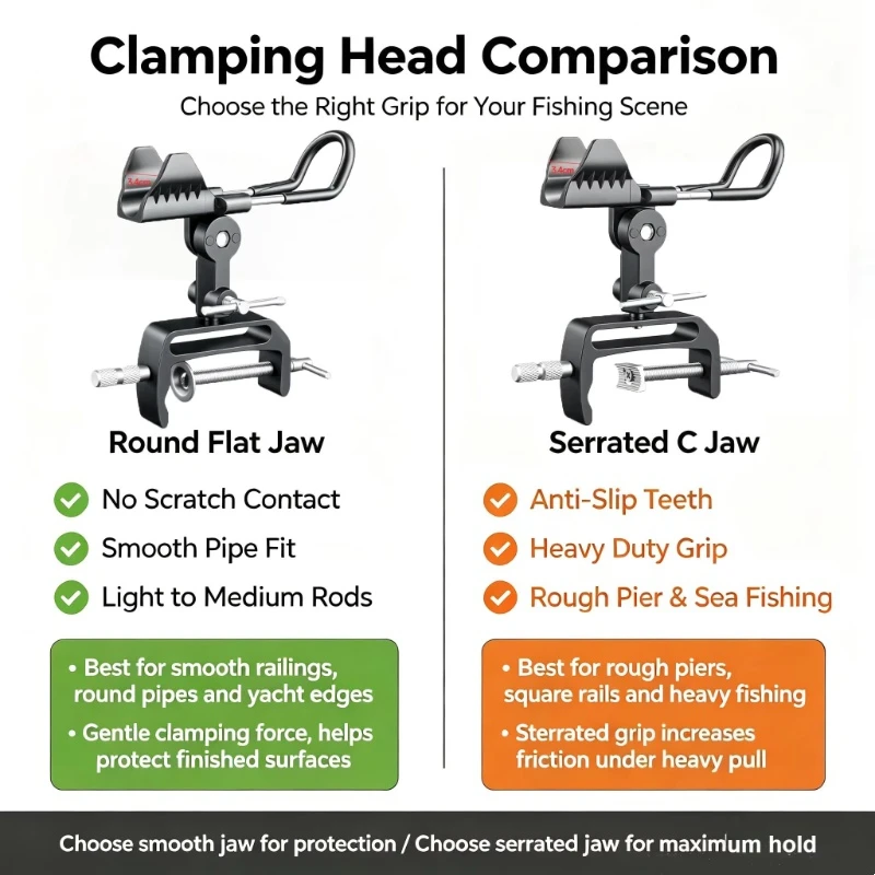 Aluminum Alloy Boat Fishing Rod Holder 360° Adjustable Rail Mount Detachable Dual Use Clamp on Stand for Yacht Kayak Canoe