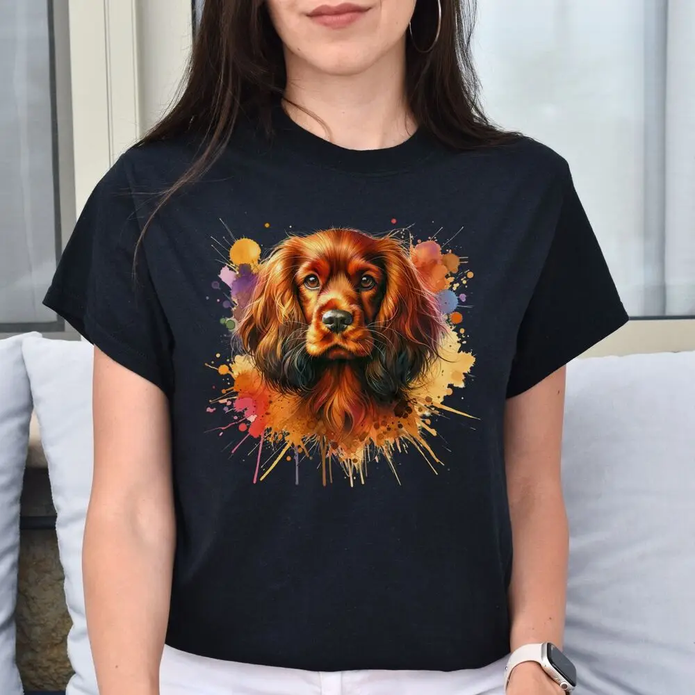 Sussex Spaniel dog mama Color Splash Unisex T-shirt Black Navy Dark Heather High Quality 100%Cotton Short Sleeve