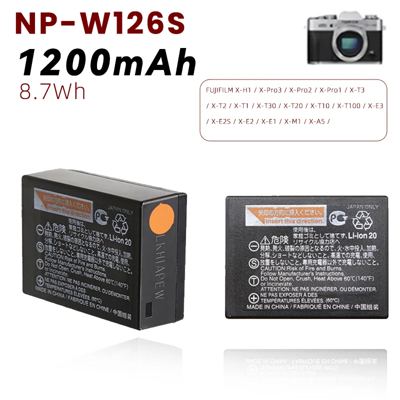 

NP-W126S Camera Battery 1200mAh 8.7Wh for Fujifilm Fuji X-H1 X-PRO3 X-PRO2 X-T3 X-T2 X-T30 X-A3 BC-W126 digital battery