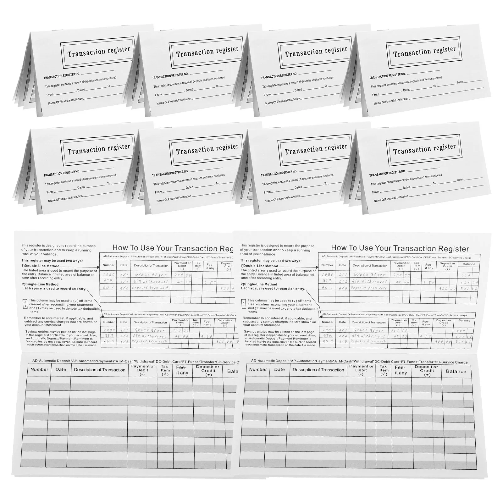 Scheckheft-Register, tragbares Finanztransaktionsloggerät für persönliche Buchhaltung, Ausgabenverfolgung, Notizbuch